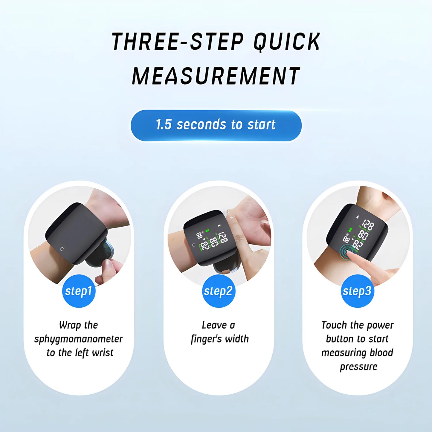 Digital Touch LCD Screen Chargeable Voice Wrist Blood Pressure Monitor Digital Automatic BP Tonometer Heart Rate Sphygmomanomete