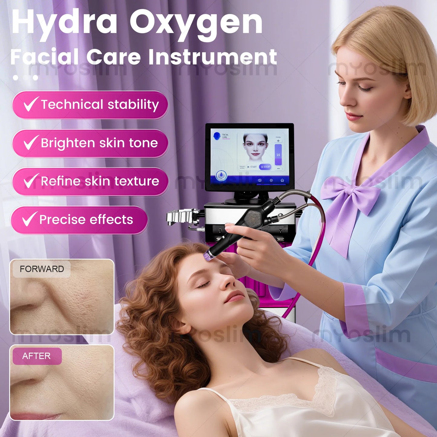 Women's facelift aesthetic beauty equipment bubble oxygenation ultrasonic skin scrubber hydro dermabrasion hydro facial mac