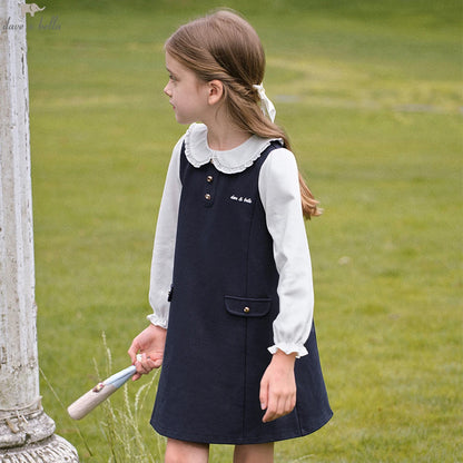 Dave Bella Children's Apring Autumn Dress Sweet Girl's Long Sleeve Princess Dress Fake Two Piece Party Outdoor DK3254322