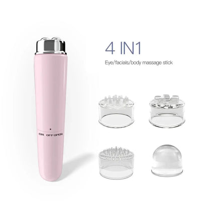 4 In 1 Electric Facial Massager Micro Vibration Eye Beauty Instrument For Relax Eye Dark Circles Eye Bags Puffiness Eye Massage C542-pink