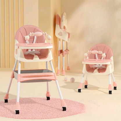 Portable Baby Dining Chair Multifunctional Foldable Children's Dining Chair Baby Home Dining Table and Chair Adjustable Height