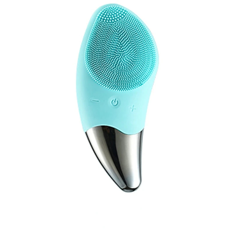 Ultrasonic Electric Silicone Face Cleansing Pore Deep Cleaning Skincare Massager Facial Vibration Massage Relaxation Tool Green