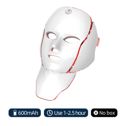 LED Facial Mask with Neck 7 Colors Light Therapy Red Light Facial Mask for Anti-Aging Rejuvenation Brighten Skin Beauty Device without box