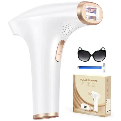 Updated Laser Hair Removal IPL Device 999900+ Flashes 21J Auto/Manual Mode for Men Women Facial Body Bikini in 4 Weeks Home Use White Gold