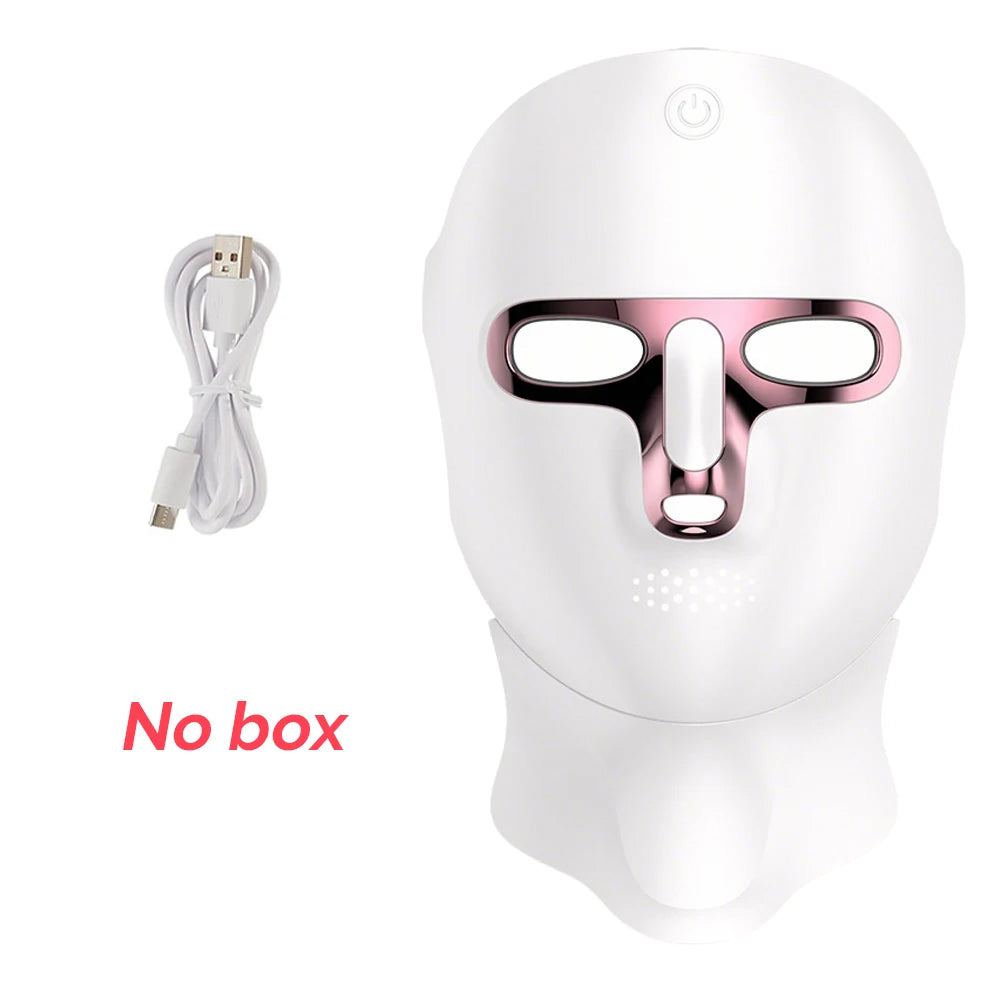 7 Colors LED Face Neck Mask Rechargeable LED Photon Beauty Mask Machine Facial Lifting Skin Care Tool No box