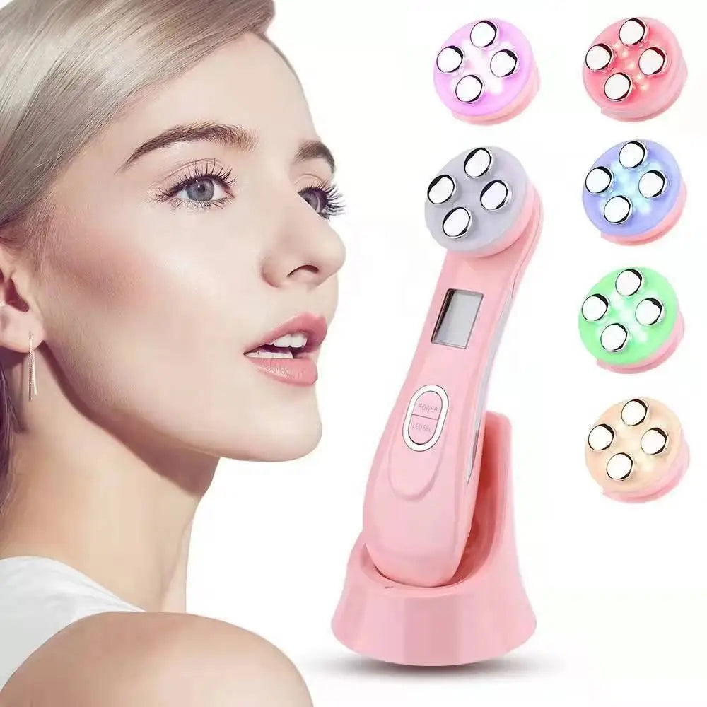 5-IN-1 RF LED Photon Skin Care Beauty Device EMS Facial Electroporation Radio Frequency Face Lifting Tighten Wrinkle Removal