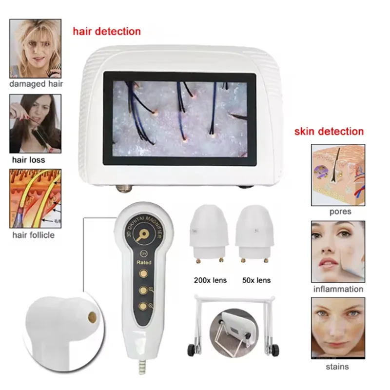 A52Q-Skin Analyzer Analyser For Diagnosis Skin Care Tools With 2 Lens Rechargeable US Plug