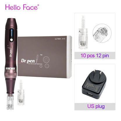 Dr pen Ultima A10 With 12 pcs Cartridge Wireless Derma Pen Skin Care Kit Microneedle Treatments Professionals Use Beauty Machine Dr pen US and 12pin