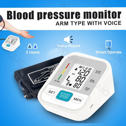Medical Arm Blood Pressure Monitor 2 Users BP Automatic Professional Portable Tonometer Digital Tensiometer Heart Rate