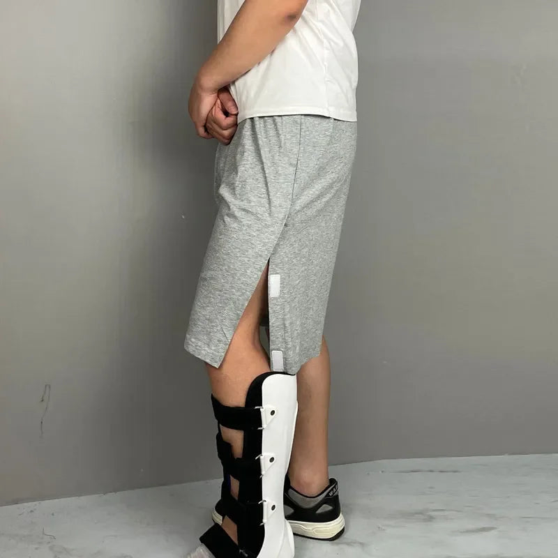 Summer Elder Adult After Fracture Operation Bedclothes Nursing Pants Are Easy To Wear and Take Off Disability Aids Grey hook loop 3L