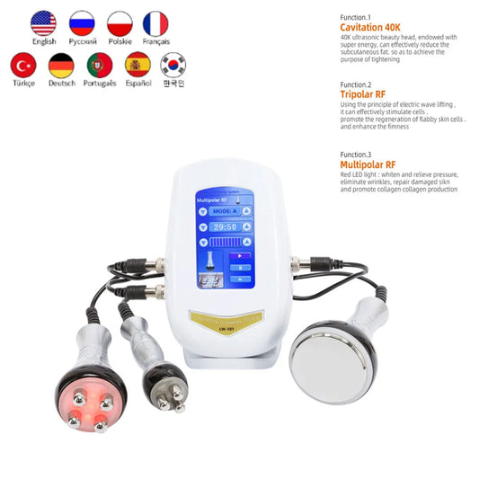 3 in1 40K Ultrasonic Cavitation Machine Body Slimming Massager RF Weight Loss Beauty Skin Tighten Lift