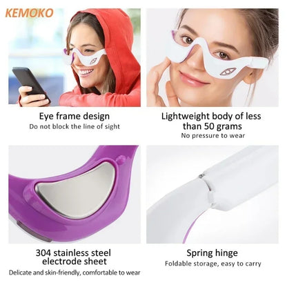 LED Micro Current Pulse Eye Massager Relieves Eye Fatigue Fades Dark Circle Anti Wrinkle Heat Therapy Eye Beauty Device Current