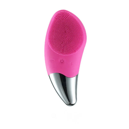 Ultrasonic Electric Silicone Face Cleansing Pore Deep Cleaning Skincare Massager Facial Vibration Massage Relaxation Tool Rose red
