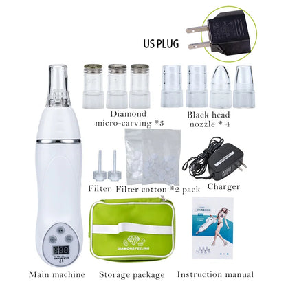 Handheld Diamond Microdermabrasion 3 Levels Machine Blackhead Acne Removal Facial Skin Care Peeling Cleaning Wrinkle Care Tool